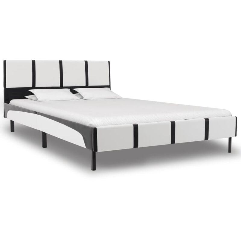

Estructura de Cama de Cuero Sintético Blanco y Negro 120x200 cm - Blanco - Vidaxl