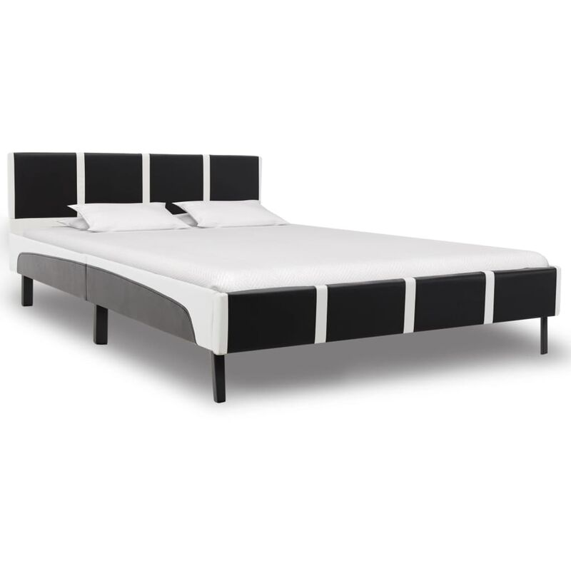 

Estructura de Cama de Cuero Sintético Negro y Blanco 160x200 cm - Negro - Vidaxl