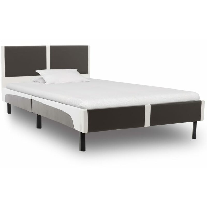 

Estructura de Cama de Cuero Sintético Gris y Blanco 90x200 cm - Gris - Vidaxl