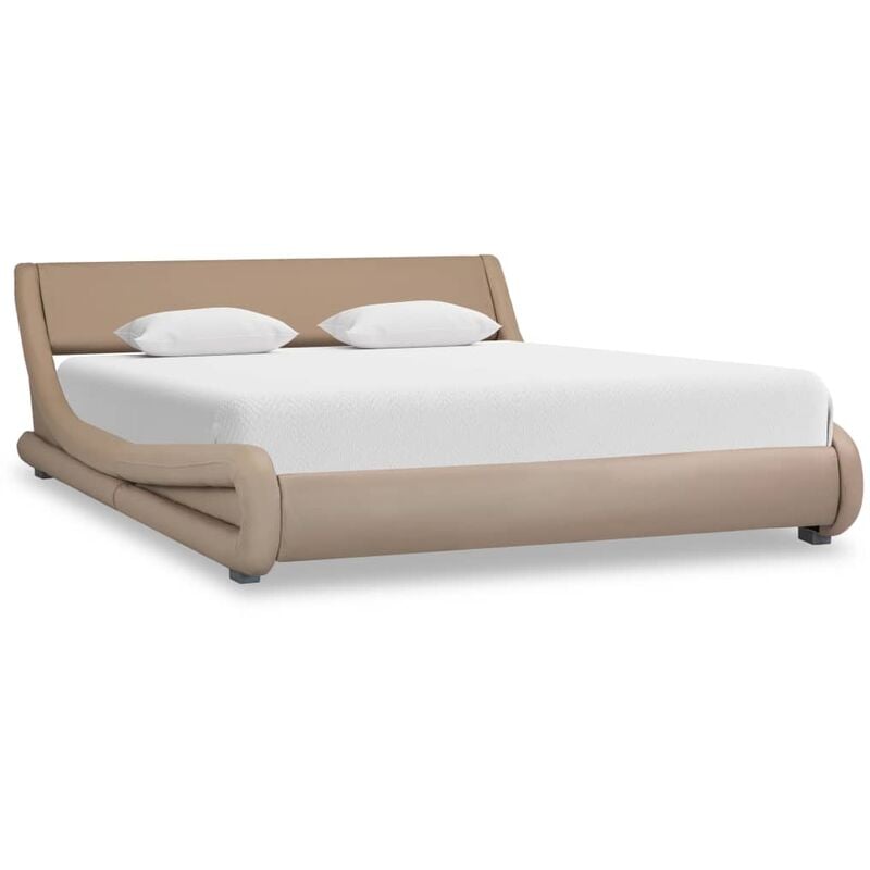 

Estructura de cama de cuero sintetico color capuchino 140x200cm