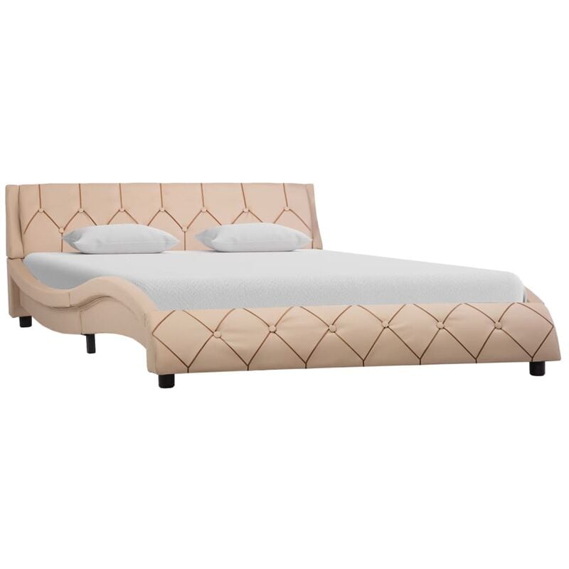 

Estructura de cama de cuero sintetico color capuchino 160x200cm