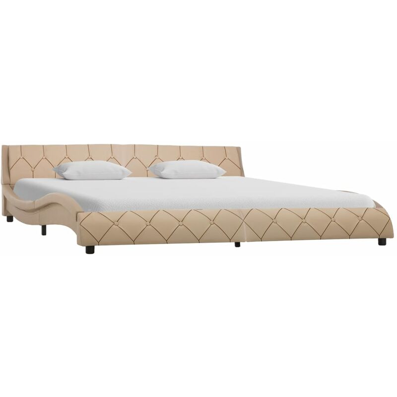 

Estructura de cama de cuero sintético color capuchino 180x200cm