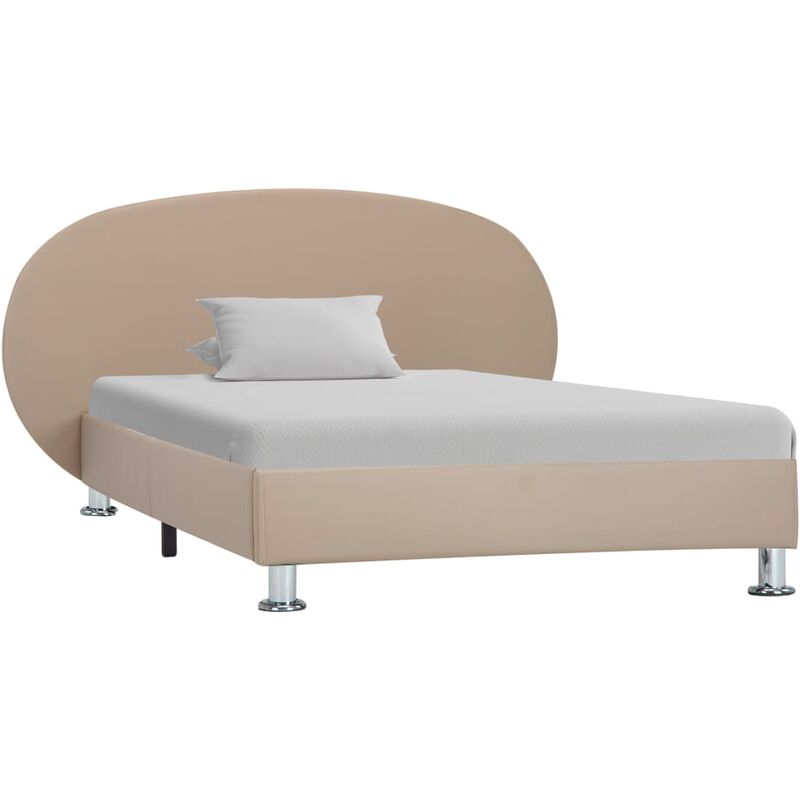 

Estructura de cama de cuero sintetico color capuchino 90x200 cm