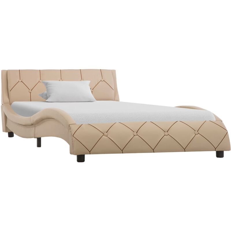 

Estructura de cama de cuero sintetico color capuchino 90x200 cm