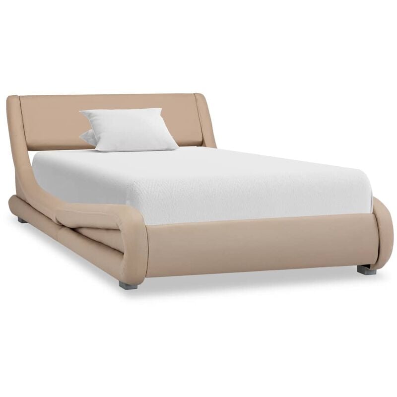 

Estructura de cama de cuero sintético color capuchino 90x200 cm