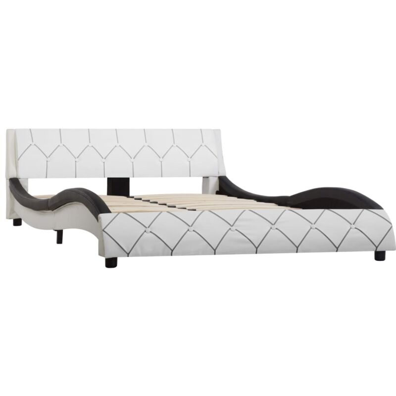

Estructura de Cama de Cuero Sintético Blanco y Negro 160x200 cm - Blanco - Vidaxl