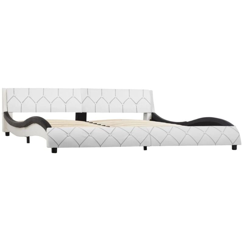 

vidaXL Estructura de Cama de Cuero Sintético Blanco y Negro 180x200 cm - Blanco
