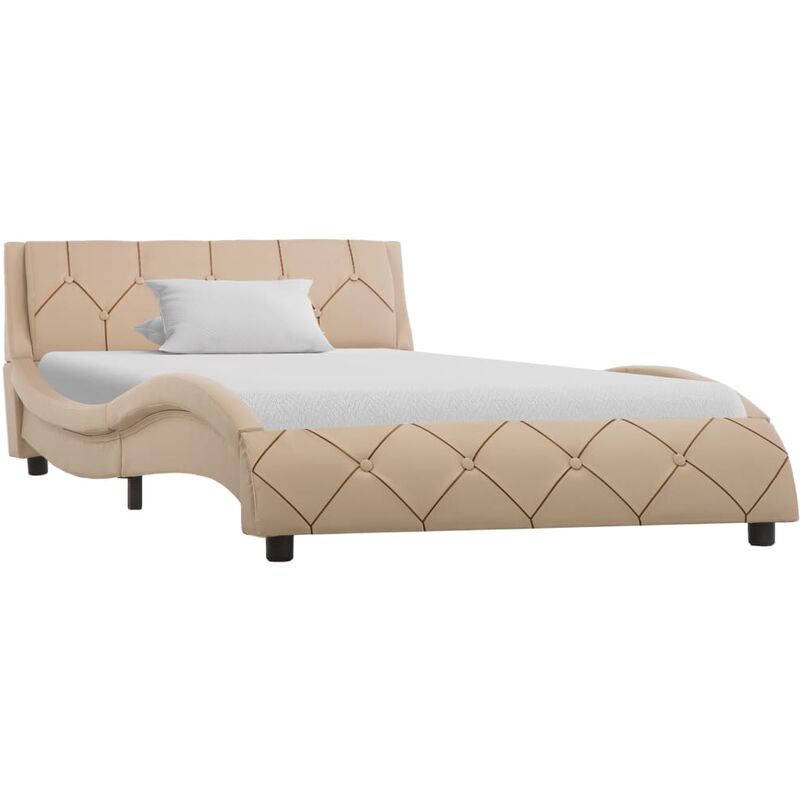 

vidaXL Estructura de Cama de Cuero Sintético Capuchino 90x200 cm - Marrón