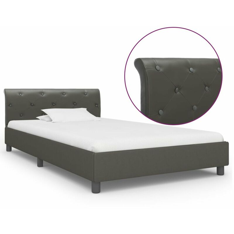 

Estructura de cama de cuero sintetico gris 100x200 cm