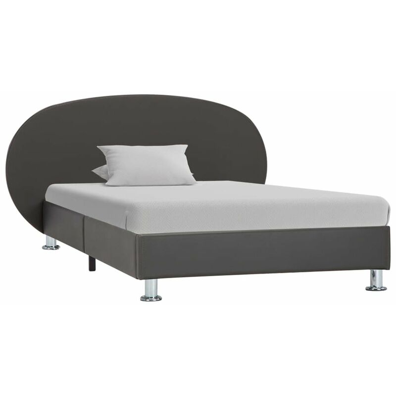 

Estructura de cama de cuero sintetico gris 100x200 cm