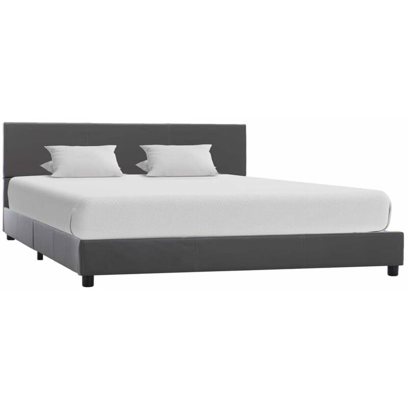 

Estructura de cama de cuero sintetico gris 120x200 cm