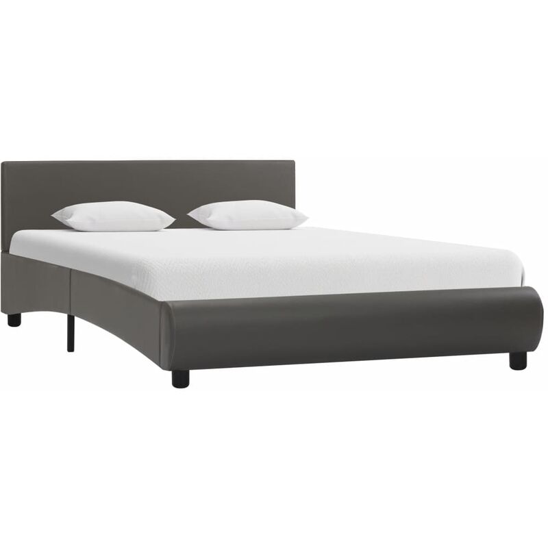 

Estructura de cama de cuero sintetico gris 140x200 cm