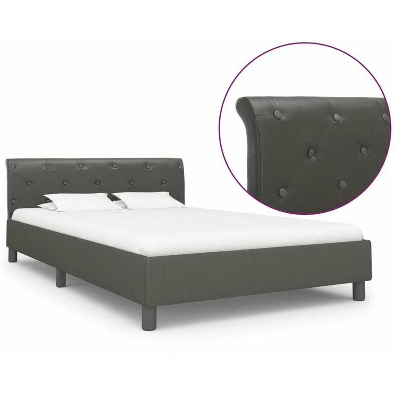 

Estructura de cama de cuero sintetico gris 140x200 cm