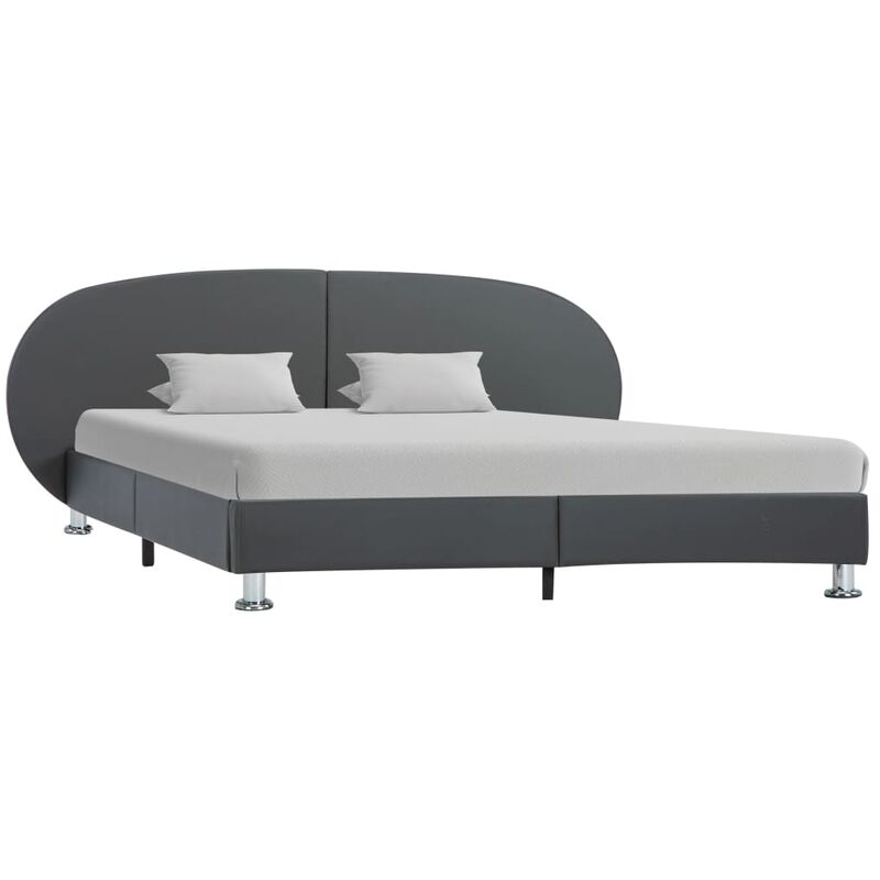 

Estructura de cama de cuero sintético gris 140x200 cm