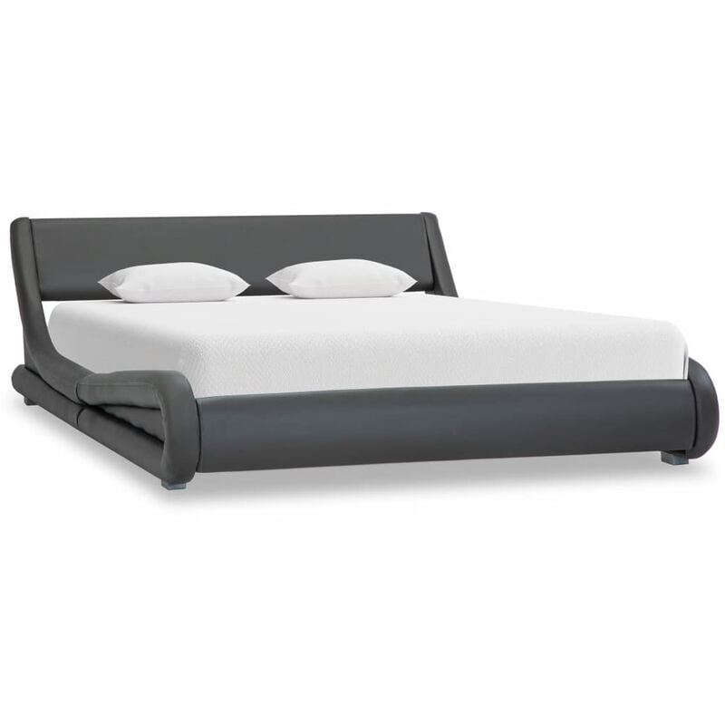 

Estructura de cama de cuero sintético gris 140x200 cm