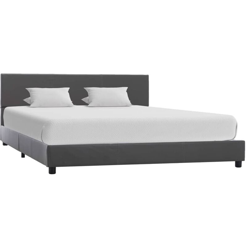 

Estructura de cama de cuero sintético gris 140x200 cm