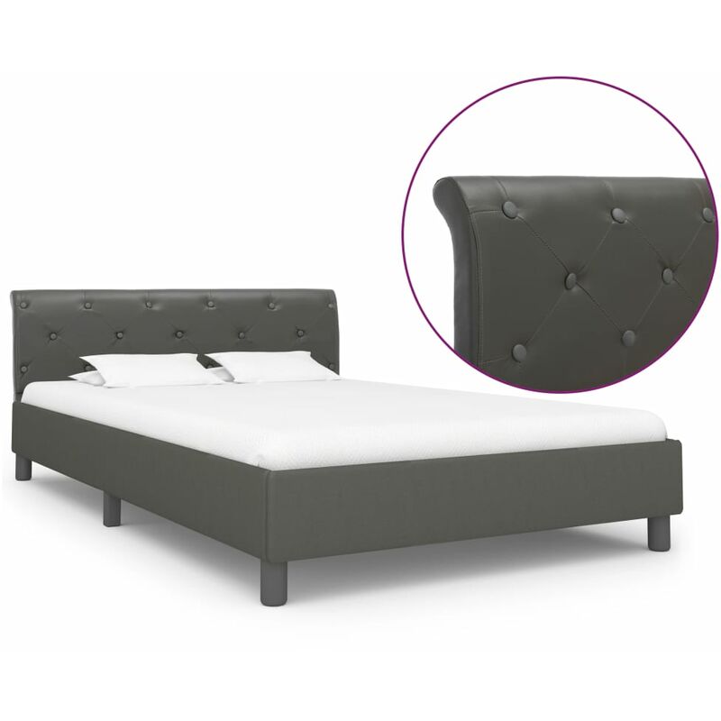 

Estructura de cama de cuero sintético gris 140x200 cm