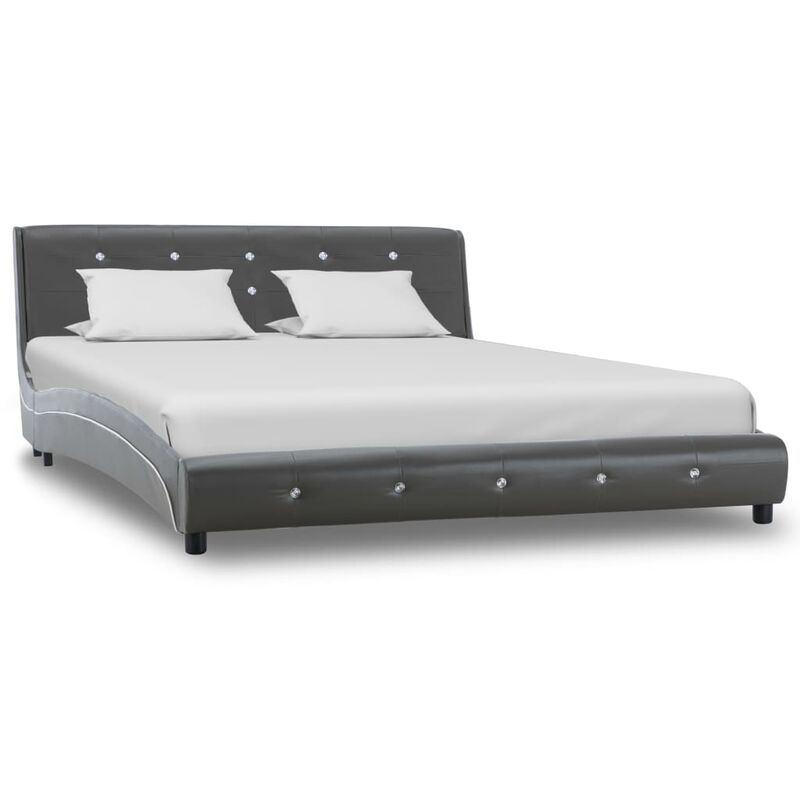 

Estructura de cama de cuero sintético gris 140x200 cm