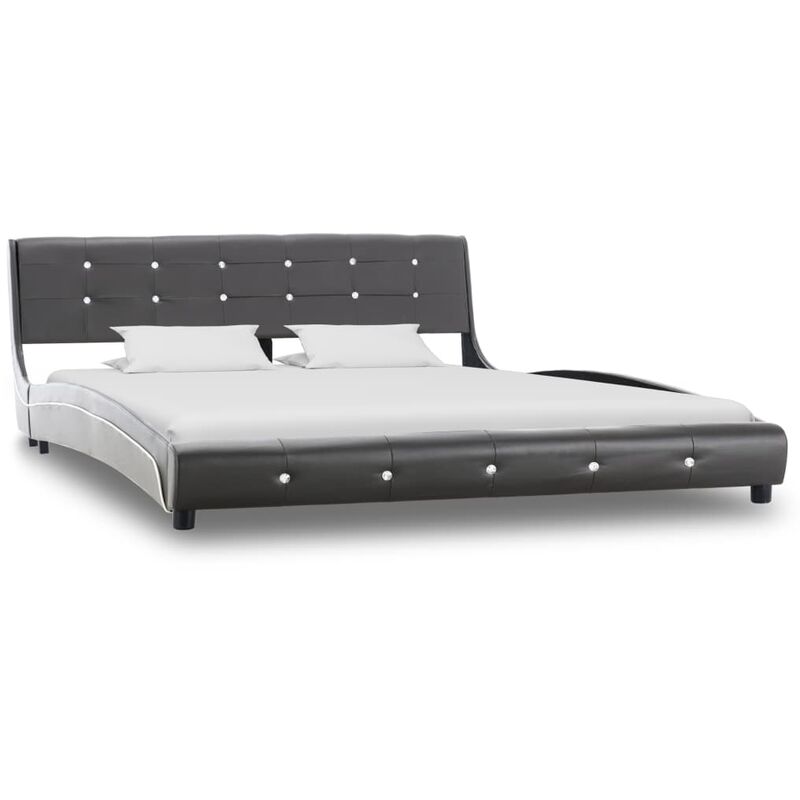 

Estructura de cama de cuero sintético gris 150x200 cm