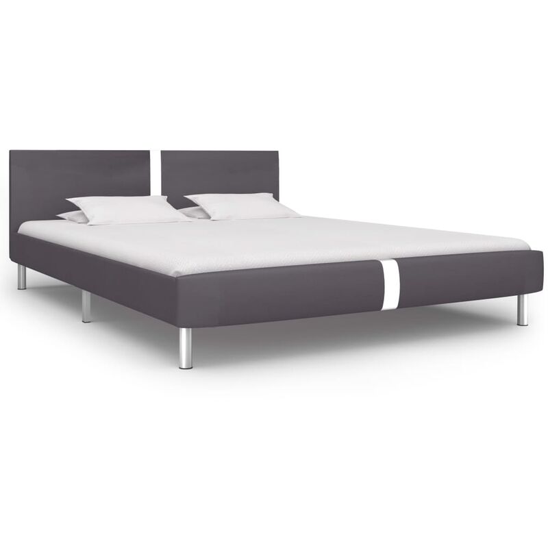 

Estructura de cama de cuero sintético gris 160x200 cm