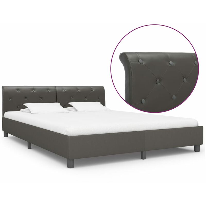 

Estructura de cama de cuero sintético gris 160x200 cm
