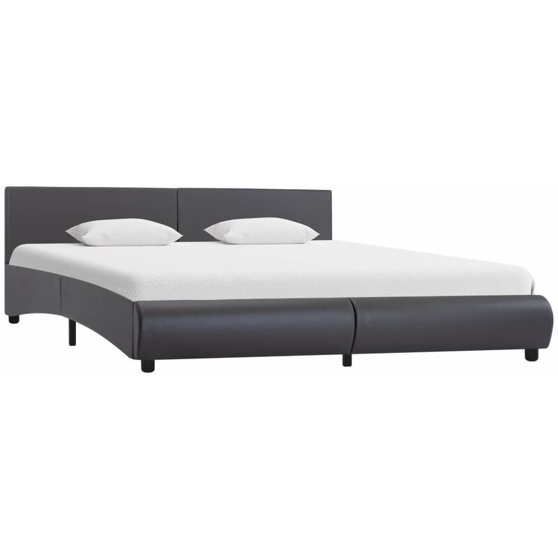 

Estructura de cama de cuero sintético gris 180x200 cm