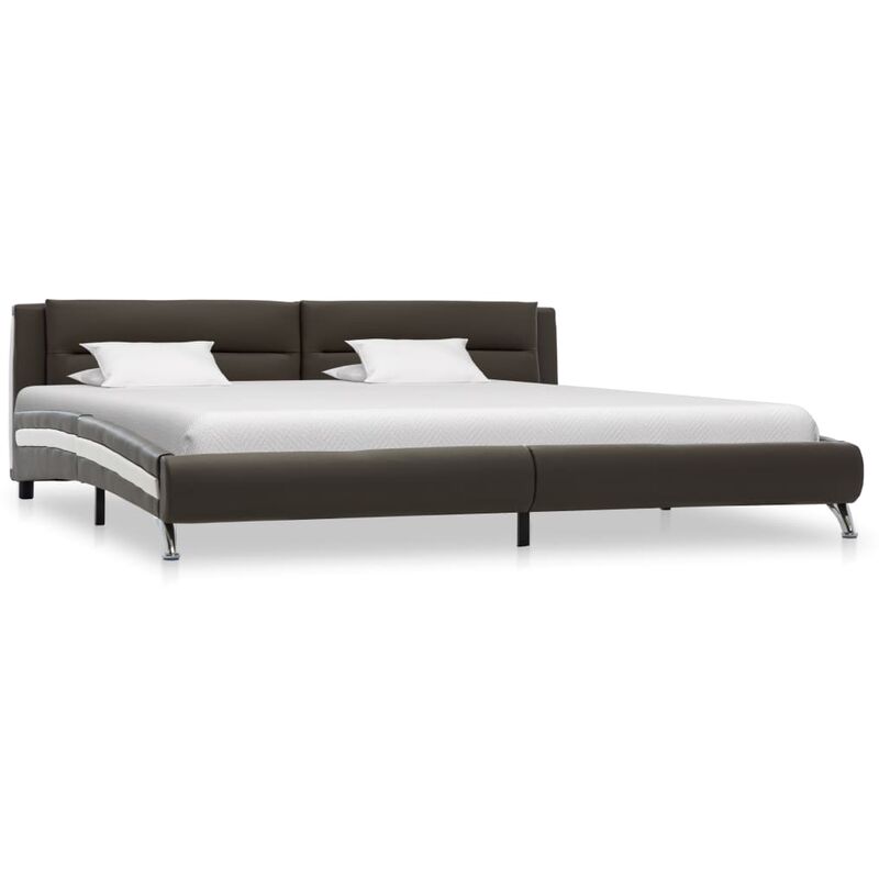 

Estructura de cama de cuero sintético gris 180x200 cm