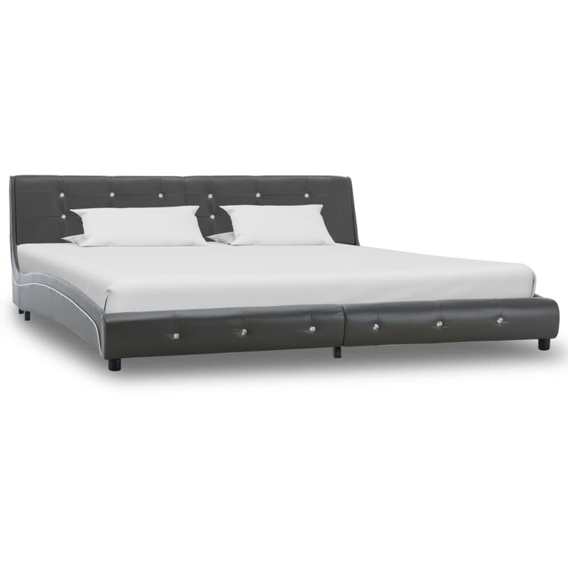 

Estructura de cama de cuero sintético gris 180x200 cm