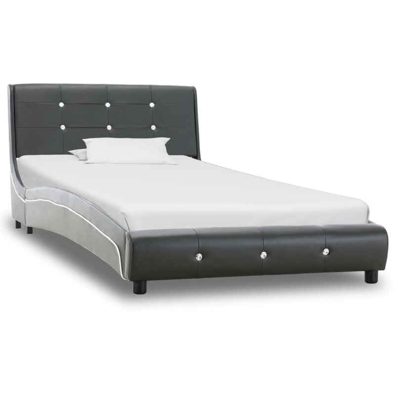 

Estructura de cama de cuero sintetico gris 90x200 cm