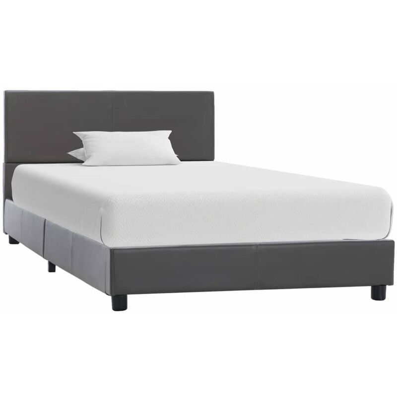 

Estructura de cama de cuero sintetico gris 90x200 cm
