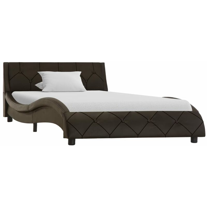 

Estructura de cama de cuero sintetico gris 90x200 cm