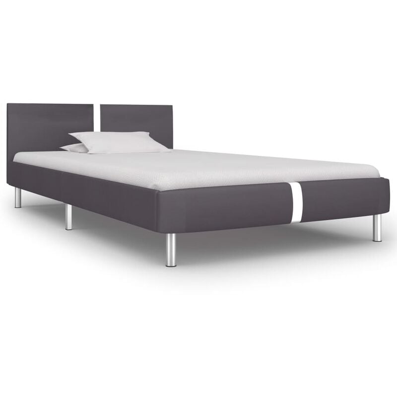 

Estructura de cama de cuero sintético gris 90x200 cm