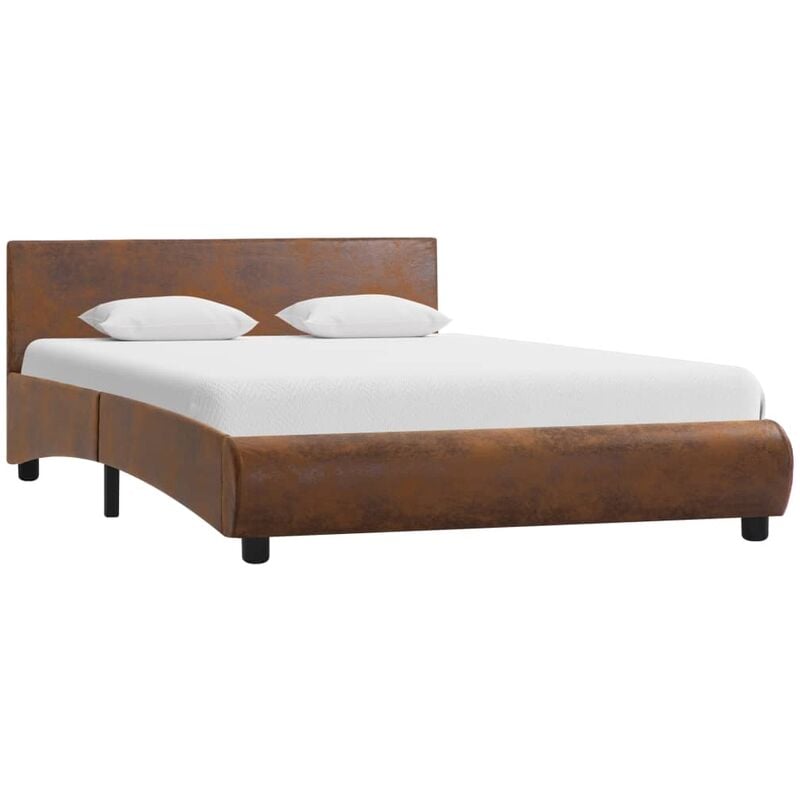 

Estructura de cama de cuero sintético marrón 140x200 cm