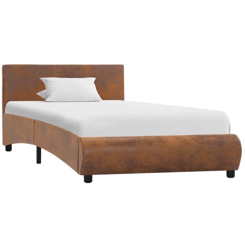 

Estructura de cama de cuero sintético marrón 90x200 cm