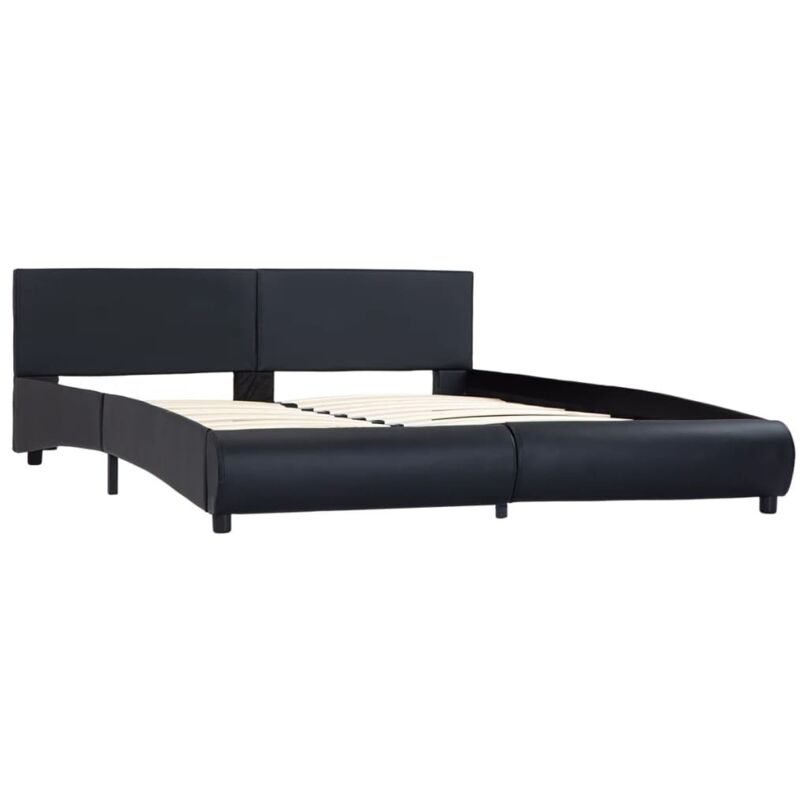 

vidaXL Estructura de Cama de Cuero Sintético Negro 160x200 cm - Negro