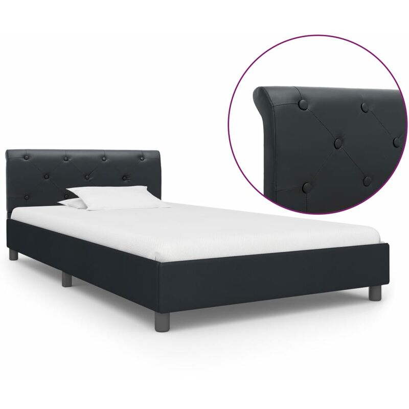 

Estructura de cama de cuero sintetico negro 100x200 cm