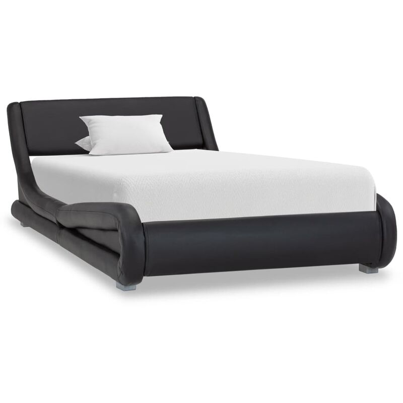 

Estructura de cama de cuero sintetico negro 100x200 cm