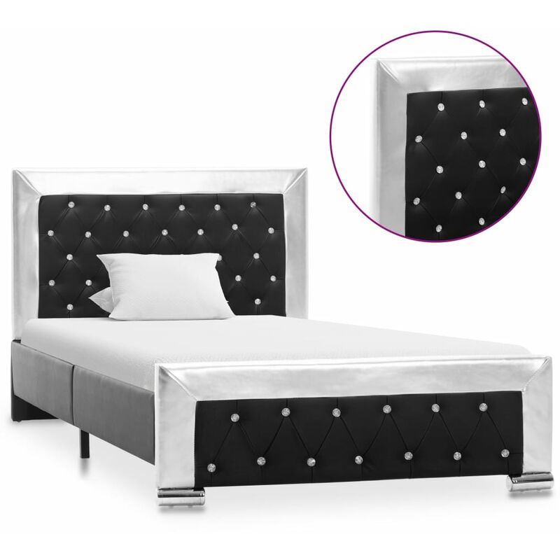 

Estructura de cama de cuero sintético negro 100x200 cm