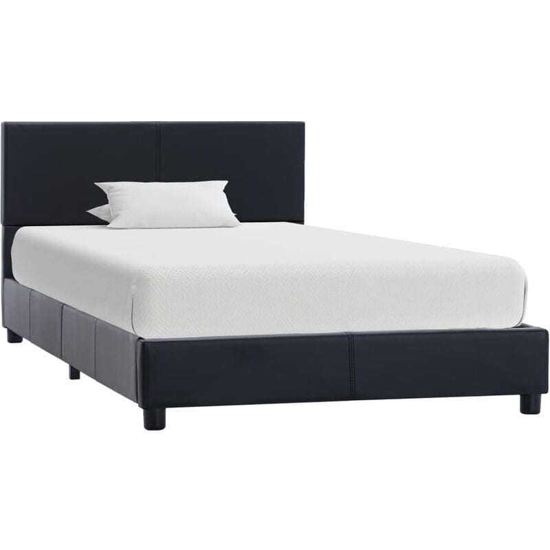 

Estructura de cama de cuero sintético negro 100x200 cm