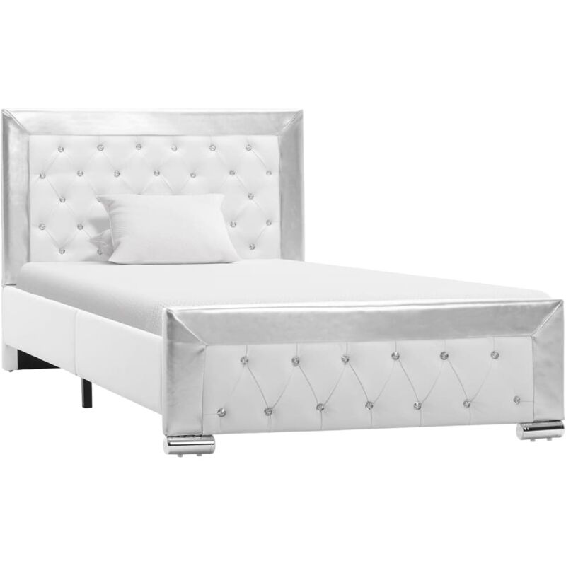 

vidaXL Estructura de Cama de Cuero Sintético Blanco 100x200 cm - Blanco