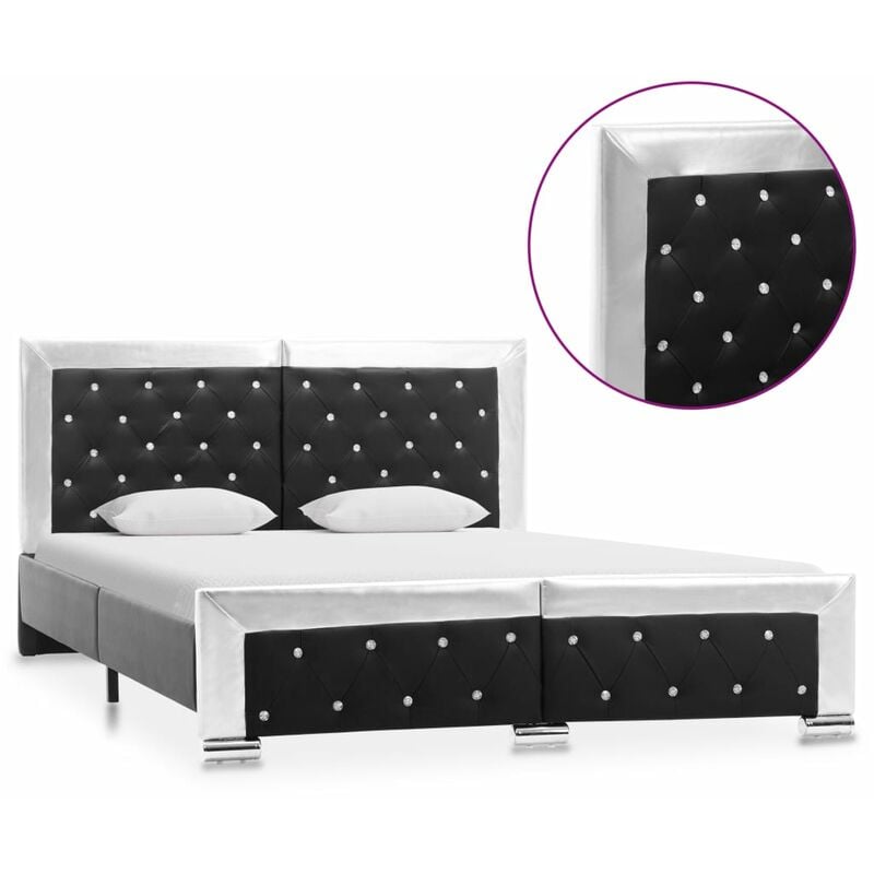 

Estructura de Cama de Cuero Sintético Negro 140x200 cm - Negro - Vidaxl