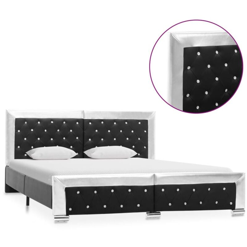 

vidaXL Estructura de Cama de Cuero Sintético Negro 160x200 cm - Negro