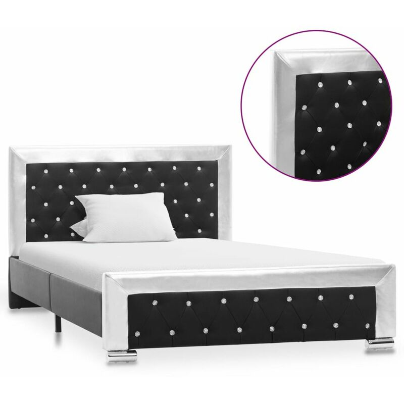 

Estructura de cama de cuero sintetico negro 120x200 cm