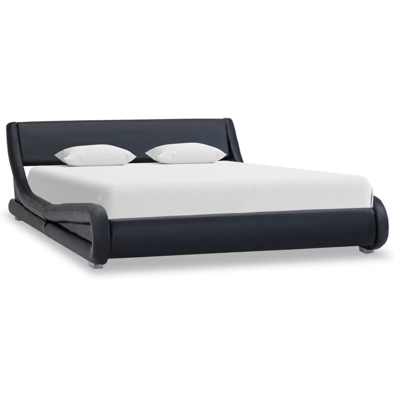 

Estructura de cama de cuero sintético negro 120x200 cm