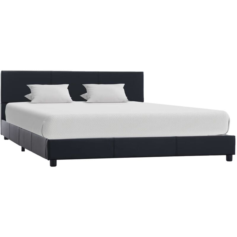 

Estructura de cama de cuero sintético negro 120x200 cm