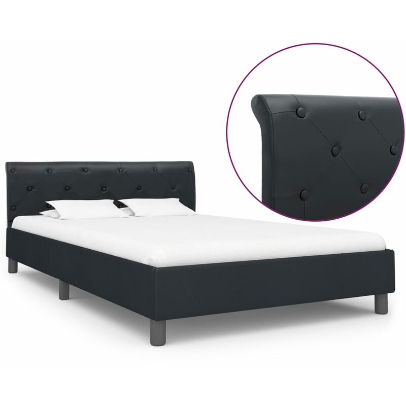 

Estructura de cama de cuero sintético negro 120x200 cm