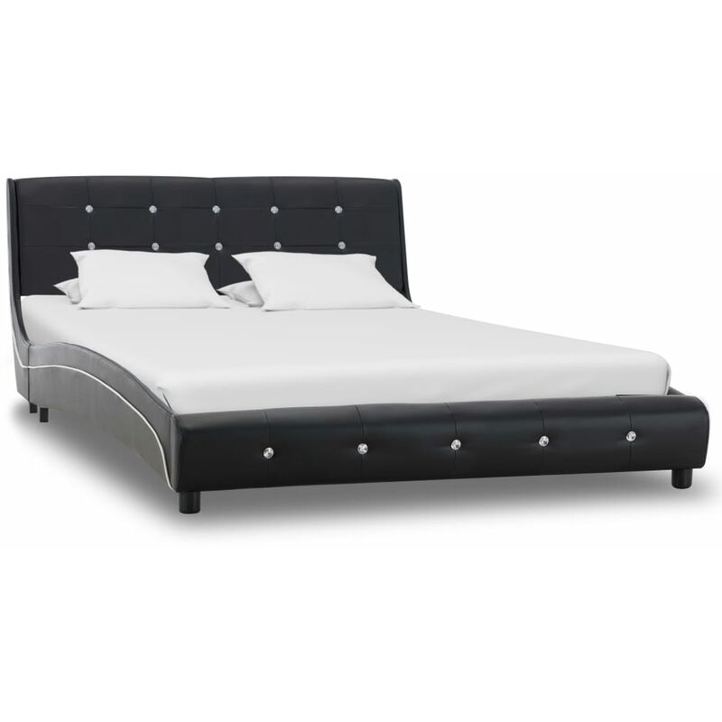 

Estructura de cama de cuero sintético negro 120x200 cm