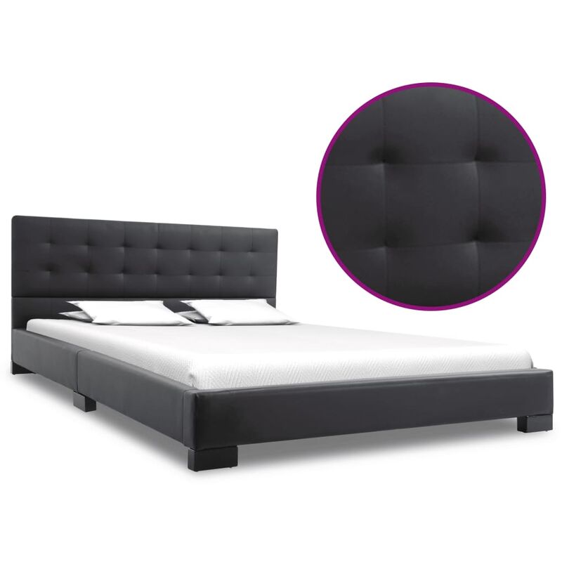 

Estructura de cama de cuero sintético negro 140x200 cm