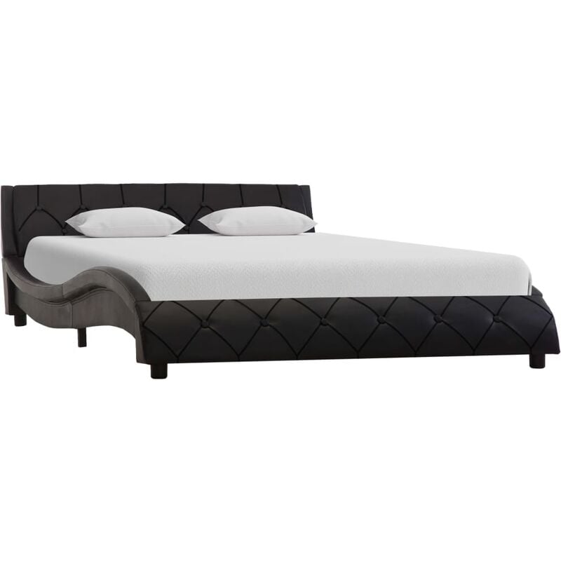 

Estructura de cama de cuero sintético negro 140x200 cm