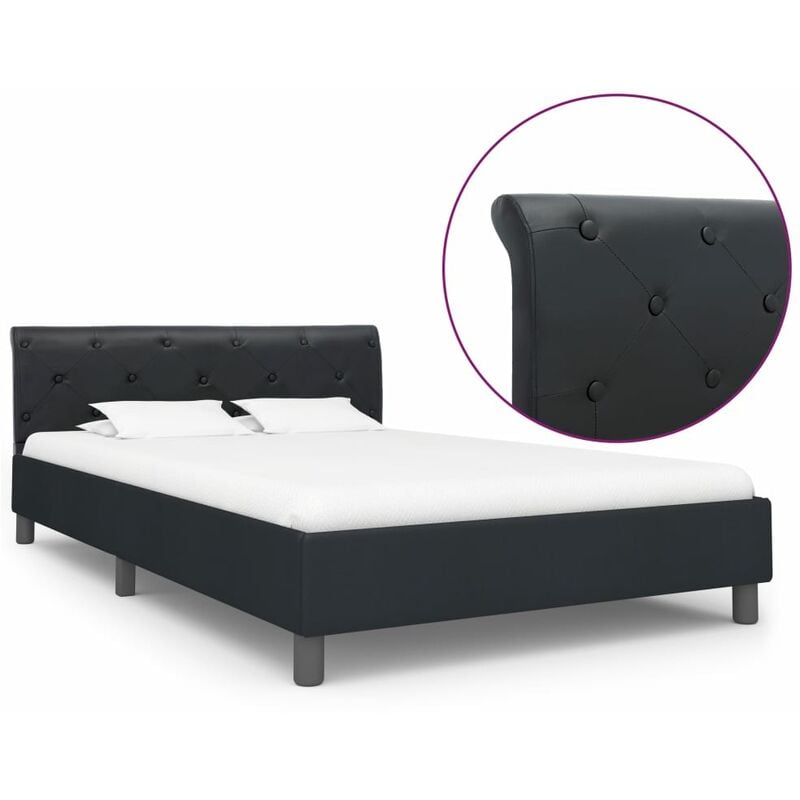 

Estructura de cama de cuero sintético negro 140x200 cm